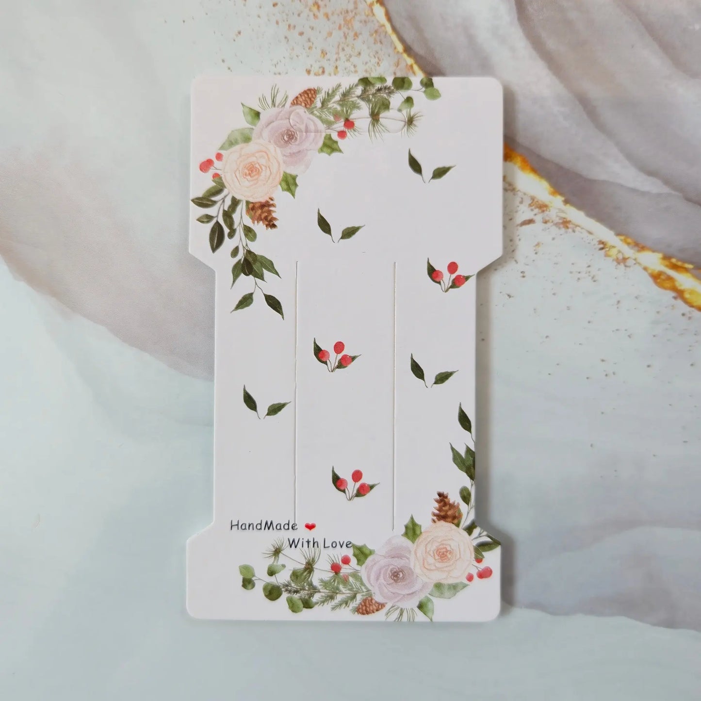 Cartes présentoir rectangulaires imprimées fleurs et feuilles (lot de 10) Joli'Clay