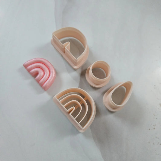 Emporte-pièces géométriques arc-en-ciel 4 pièces - 40 à 60 mm Joli'Clay