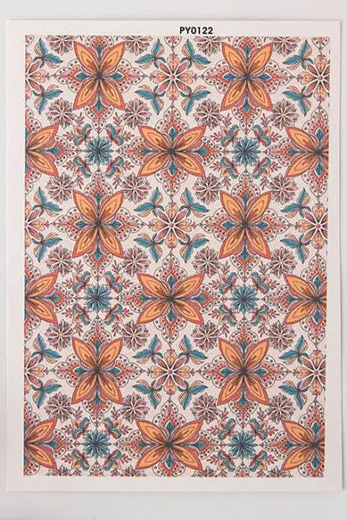 Papier de transfert soluble à l’eau céramique fleurs oranges 13,8x9,5 cm Joli'Clay