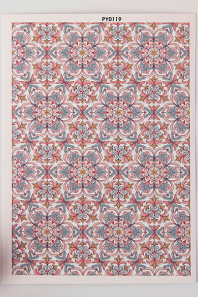 Papier de transfert soluble à l’eau céramique fleurs rouges 13,8x9,5 cm