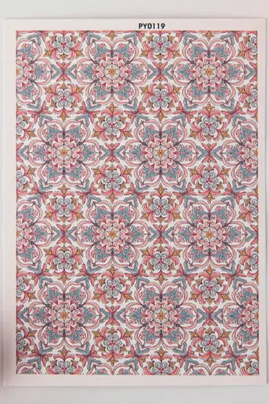 Papier de transfert soluble à l’eau céramique fleurs rouges 13,8x9,5 cm Joli'Clay