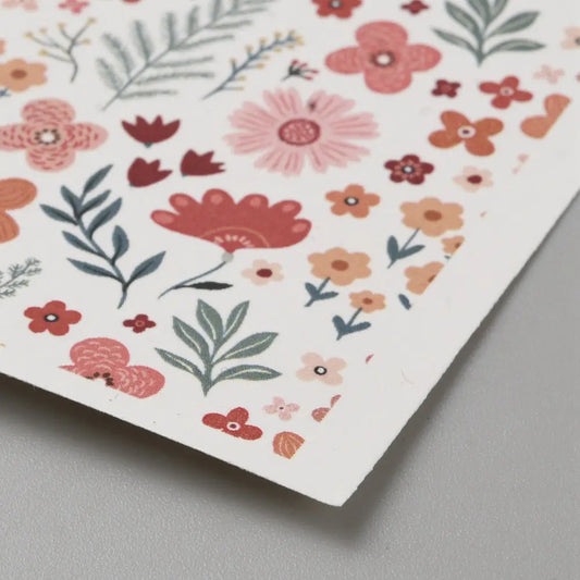 Papier de transfert soluble à l’eau fleurs roses 13,8x9,5 cm Joli'Clay