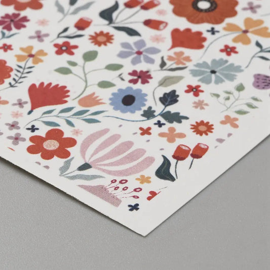 Papier de transfert soluble à l’eau fleurs rouges 13,8x9,5 cm Joli'Clay