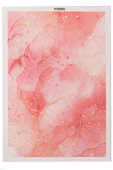 Papier de transfert à l’eau nuage rose et or 13,8x9,5 cm Joli'Clay