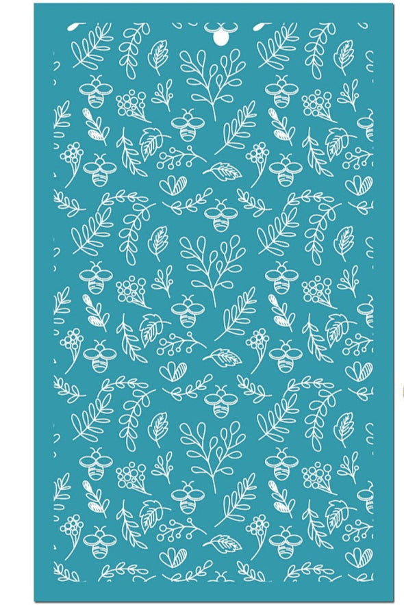 Pochoir de sérigraphie - Silkscreen motif feuilles 15x9 cm