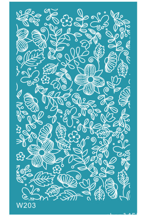 Pochoir de sérigraphie - Silkscreen motif fleurs et feuilles 15x9 cm