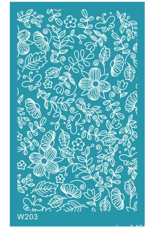 Pochoir de sérigraphie - Silkscreen motif fleurs et feuilles 15x9 cm Joli'Clay