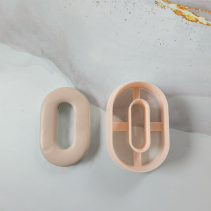 Emporte-pièce ovale avec trou ovale découpé pour pâte polymère et argile 30 à 50 mm