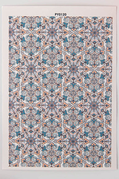 Water soluble transfer paper ceramic blue flowers 13.8x9.5 cm