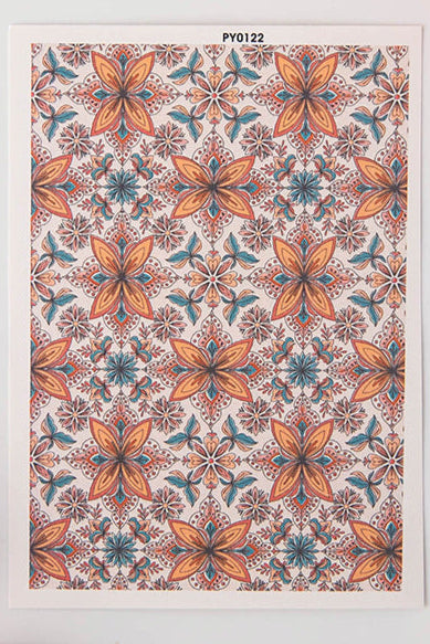 Water soluble transfer paper ceramic orange flowers 13.8x9.5 cm