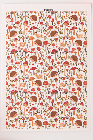Papier de transfert à l’eau champignons 13,8x9,5 cm