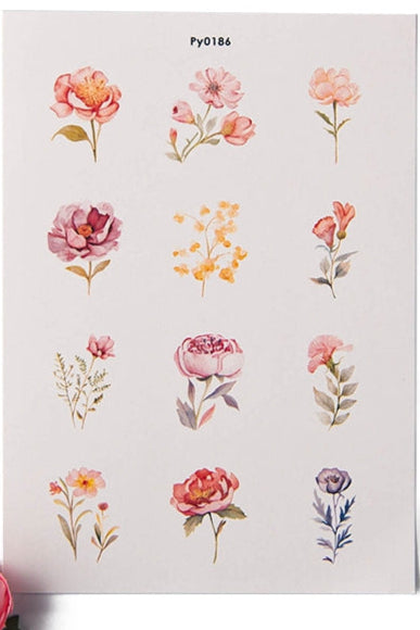 Water soluble transfer paper 12 flower designs 13.8x9.5 cm