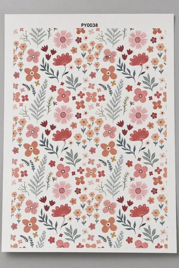 Papier de transfert soluble à l’eau fleurs roses 13,8x9,5 cm Joli'Clay