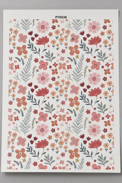 Papier de transfert soluble à l’eau fleurs roses 13,8x9,5 cm Joli'Clay