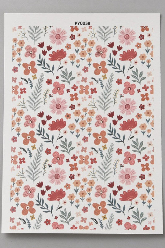 Water soluble transfer paper pink flowers 13.8x9.5 cm