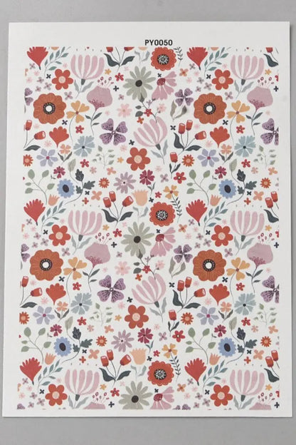 Papier de transfert soluble à l’eau fleurs rouges 13,8x9,5 cm Joli'Clay