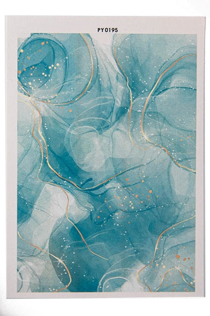 Blue and gold cloud water transfer paper 13.8x9.5 cm